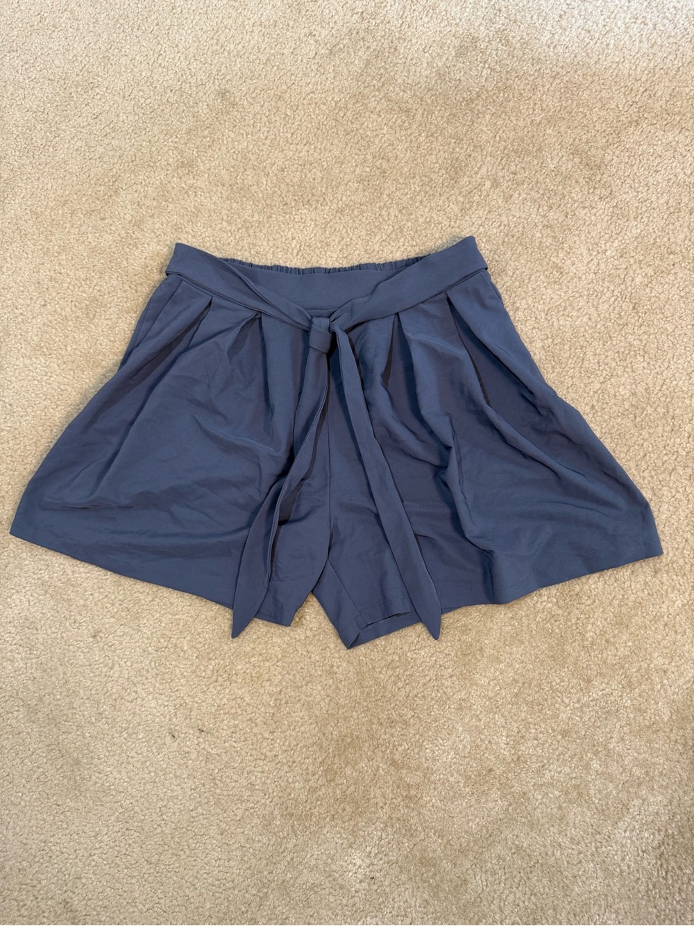 High-Rise Navy Tie-Waist Women's Bermuda Shorts